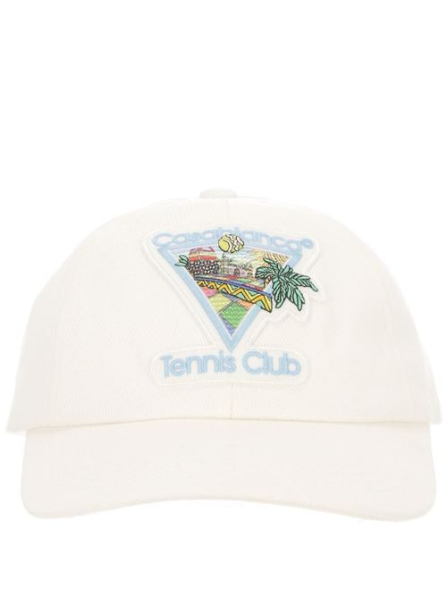 White/green/multicolour cotton twill hat Casablanca | AS24HAT00202AFRO CUBISM TENNIS CLUB